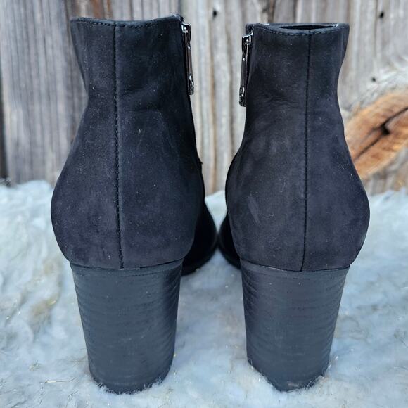 Black Ankle Bootie Blondo Nelli Size 9.5 Nubuck Leather Heel Zip Waterproof - Picture 5 of 13
